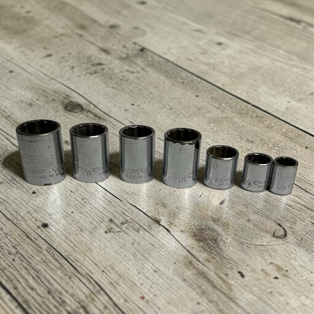 Craftsman Tool USA Socket Bundle 1 7/8 13/16 3/4 5/8 1/2 Lot Of 7 Tool Garage